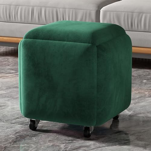 5-in-1 Stapelbarer Ottomanhocker mit Rollen – Vielseitiger Nesting Sitzwürfel & Fußhocker für Wohnzimmer & Esszimmer – Stilvolle grüne Technologie Stoffbank von Generisch