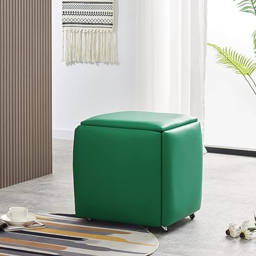 5 in 1 Wasserdicht Stapelbar Multifunktions Sofa Stuhl Hocker: Leder Quadratisch Ottomane Bank Fußhocker mit Rollen für Schlafzimmer Wohnzimmer Esszimmer Stapelbar Sitzwürfel von Generisch