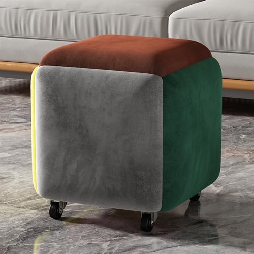 5-in-1 bunter stapelbarer Ottomanhocker mit Rollen, vielseitiger Nesting-Sitzwürfel für Wohnzimmer und Esszimmer, stilvolle Fußhocker und Bank, Einheitsgröße von Generisch