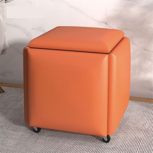 5-in-1 ge Leder Cube Sofa Stuhl Hocker mit Drehrollen Beweglicher Rollfußhocker Stapelbare Sitzgelegenheit für Wohnzimmer & Schlafzimmer von Generisch