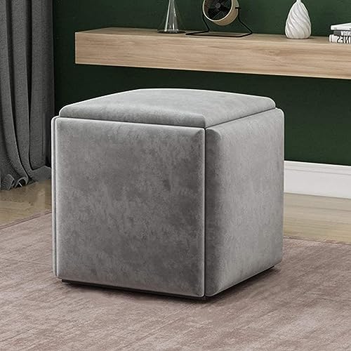 5-in-1 quadratischer stapelbarer Ottomanhocker Set für Wohnzimmer und Schlafzimmer, wandelbare Fußstütze, Sitzwürfel mit Nesting-Funktion 5-in-1 quadratischer stapelbarer Ottomanhocker Set für Wohnzimmer und Schlafzimmer, wandelbare Fußstütze, Sitzwürfel mit Nesting-Funktion von Generisch