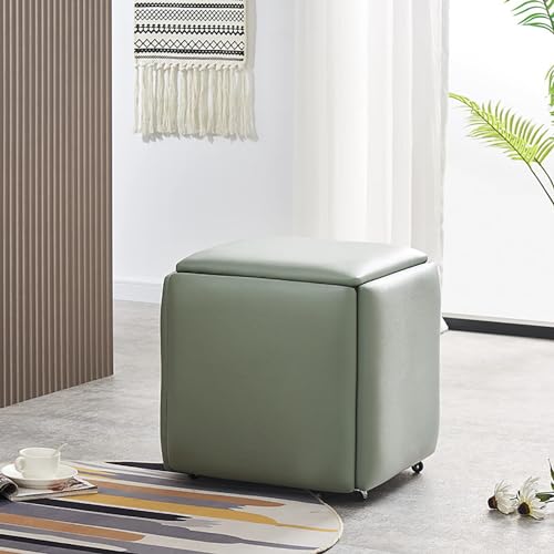 5-in-1 stapelbare Ottomane Cube Stuhl Hocker Set Leder Quadratische Bank Fußhocker mit Rollen für Schlafzimmer Wohnzimmer Esszimmer Moderne und funktionale Möbellösung von Generisch