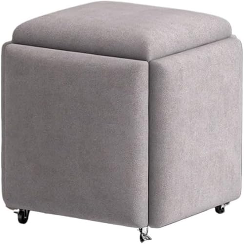 5-in-1 stapelbare Ottomane Fußstütze mit Drehrollen, kreatives Würfelsofa und Ankleidestuhl für Wohnzimmer oder Schlafzimmer, Blau, 45 cm, quadratisch 5-in-1 stapelbare Ottomane Fußstütze mit Drehrollen, kreatives Würfelsofa und Ankleidestuhl für Wohnzimmer oder Schlafzimmer, Blau, 45 cm, quadratisch von Generisch