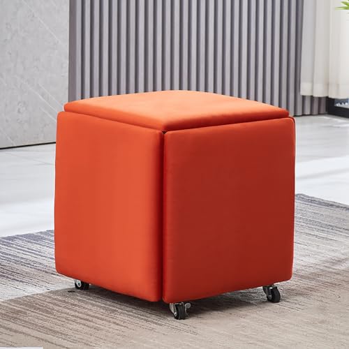 5 in 1 stapelbarer Ottomane Hocker mit Schwenkrollen und beweglichem Sofasessel Samt Sitzwürfel für Wohnzimmer oder Schlafzimmer 5 in 1 stapelbarer Ottomane Hocker mit Schwenkrollen und beweglichem Sofasessel Samt Sitzwürfel für Wohnzimmer oder Schlafzimmer von Generisch