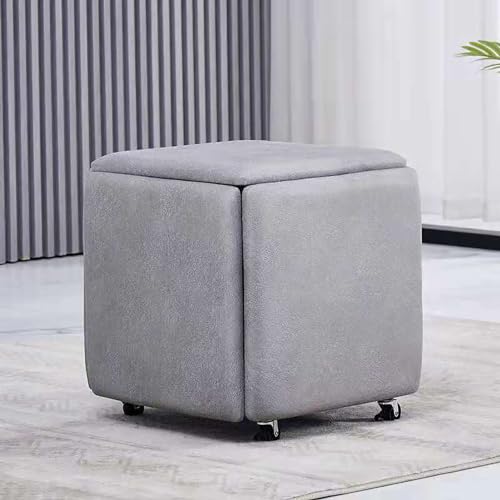 5-in-1 stapelbarer Ottomanhocker mit Drehrollen, PU-Leder, Sitzwürfel, beweglicher Sofasessel und Ankleidestuhl für Wohnzimmer oder Schlafzimmer von Generisch