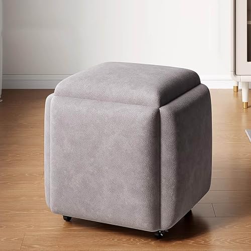 5-in-1 stapelbarer Sitzwürfel mit Drehrollen, beweglicher Ottomanen-Hocker, Nesting-Fußhocker und Stuhl für Wohnzimmer und Schlafzimmer, 35 x 35 cm 5-in-1 stapelbarer Sitzwürfel mit Drehrollen, beweglicher Ottomanen-Hocker, Nesting-Fußhocker und Stuhl für Wohnzimmer und Schlafzimmer, 35 x 35 cm von Generisch