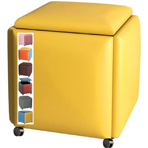 5-in-1 stapelbarer Sofa-Stuhl-Hocker, Würfel, vielseitiger gepolsterter Fußhocker & Sitztruhe mit Rollen, ideale Schuhbank & kreative Ottomane für Wohnzimmer & Heimdekoration von Generisch