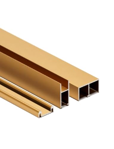 5 mm Schienensatz for Glasschiebetüren, Aluminiumschiene mit Silent-Glide-Design, Gleitschienensatz for Vitrinen, Bücherregale und Kleiderschränke(Gold,5mm 110cm/43.3") von Generisch