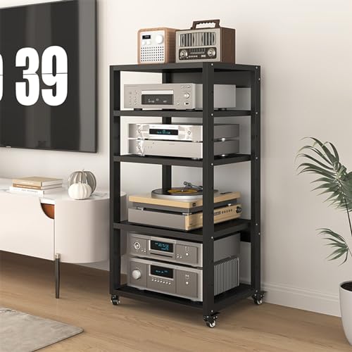 5-stöckiger beweglicher Audio-Video-Schrank mit Eck-TV-Ständer & HiFi-Racks – perfekt für Wohnzimmer, Spiel- und Aufnahmeräume – Maße: 55 x 50 x 110 cm von Generisch