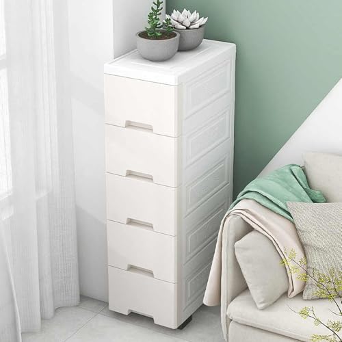 5-stöckiger schmaler Badezimmer-Aufbewahrungsschrank mit Schubladen, wasserdichter mobiler Kunststoff-Schließfach für kleine Räume – ideal für Badezimmer, Küche, Waschküche, Gelb von Generisch