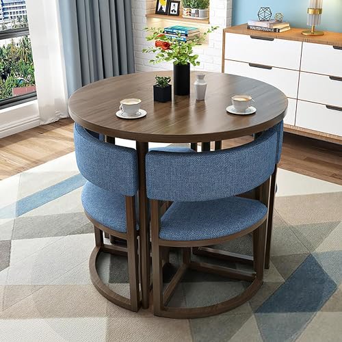 5-teiliges Esstisch-Set - Runder Konferenztisch mit Stühlen - Metallgestell Tischset für kleine Räume - Perfekt für Esszimmer oder Küche - Sitzplätze 4 5-teiliges Esstisch-Set - Runder Konferenztisch mit Stühlen - Metallgestell Tischset für kleine Räume - Perfekt für Esszimmer oder Küche - Sitzplätze 4 von Generisch
