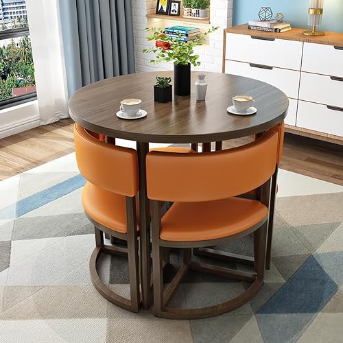 5-teiliges Esstisch-Set - Runder Konferenztisch mit Stühlen - Metallgestell Tischset für kleine Räume - Perfekt für Esszimmer oder Küche - Sitzplätze 4 5-teiliges Esstisch-Set - Runder Konferenztisch mit Stühlen - Metallgestell Tischset für kleine Räume - Perfekt für Esszimmer oder Küche - Sitzplätze 4 von Generisch