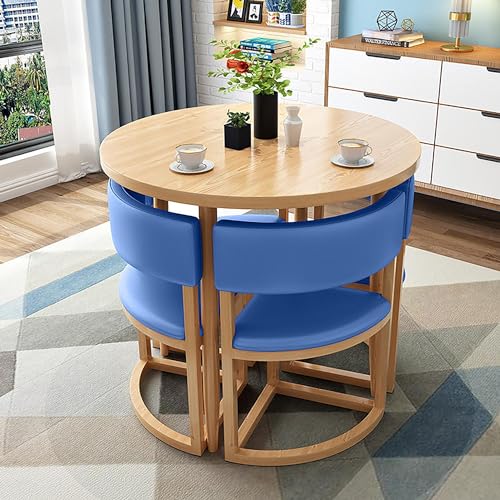 5-teiliges Esstisch-Set - Runder Konferenztisch mit Stühlen - Metallgestell Tischset für kleine Räume - Perfekt für Esszimmer oder Küche - Sitzplätze 4 5-teiliges Esstisch-Set - Runder Konferenztisch mit Stühlen - Metallgestell Tischset für kleine Räume - Perfekt für Esszimmer oder Küche - Sitzplätze 4 von Generisch