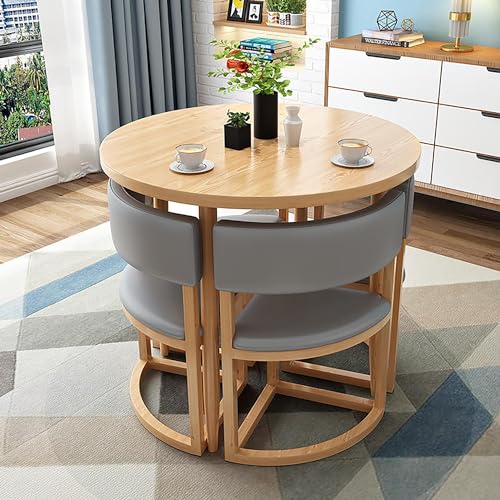 5-teiliges Esstisch-Set - Runder Konferenztisch mit Stühlen - Metallgestell Tischset für kleine Räume - Perfekt für Esszimmer oder Küche - Sitzplätze 4 5-teiliges Esstisch-Set - Runder Konferenztisch mit Stühlen - Metallgestell Tischset für kleine Räume - Perfekt für Esszimmer oder Küche - Sitzplätze 4 von Generisch