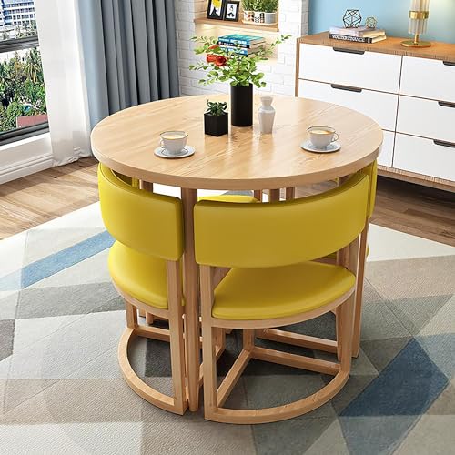 5-teiliges Esstisch-Set - Runder Konferenztisch mit Stühlen - Metallgestell Tischset für kleine Räume - Perfekt für Esszimmer oder Küche - Sitzplätze 4 5-teiliges Esstisch-Set - Runder Konferenztisch mit Stühlen - Metallgestell Tischset für kleine Räume - Perfekt für Esszimmer oder Küche - Sitzplätze 4 von Generisch