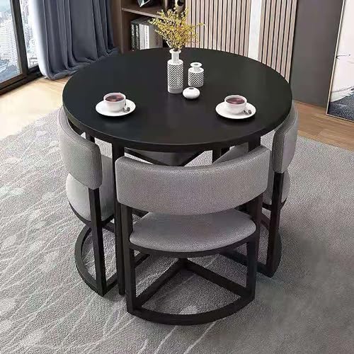 5-teiliges Esstisch-Set - Runder Konferenztisch mit Stühlen - Metallgestell Tischset für kleine Räume - Perfekt für Esszimmer oder Küche - Sitzplätze 4 5-teiliges Esstisch-Set - Runder Konferenztisch mit Stühlen - Metallgestell Tischset für kleine Räume - Perfekt für Esszimmer oder Küche - Sitzplätze 4 von Generisch