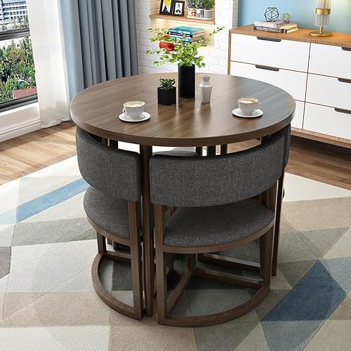5-teiliges Esstisch-Set - Runder Konferenztisch mit Stühlen - Metallgestell Tischset für kleine Räume - Perfekt für Esszimmer oder Küche - Sitzplätze 4 5-teiliges Esstisch-Set - Runder Konferenztisch mit Stühlen - Metallgestell Tischset für kleine Räume - Perfekt für Esszimmer oder Küche - Sitzplätze 4 von Generisch
