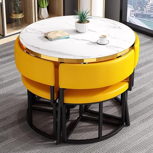 5-teiliges modernes rundes Esszimmer-Set mit Frühstücksbartisch und 4 Stühlen, ideal für Küche oder Esszimmer, stilvolle Konferenzmöbel, 80 x 74,9 cm 5-teiliges modernes rundes Esszimmer-Set mit Frühstücksbartisch und 4 Stühlen, ideal für Küche oder Esszimmer, stilvolle Konferenzmöbel, 80 x 74,9 cm von Generisch