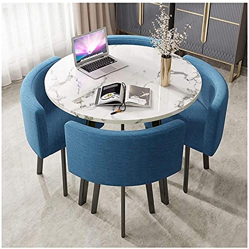 5-teiliges rundes Esstisch-Set mit gepolsterten Stühlen, modernes Design, platzsparende Möbel für kleine Räume, leicht zu reinigen, waschbarer Küchentisch und Stühle, ideal für Esszimmer oder Restaura von Generisch