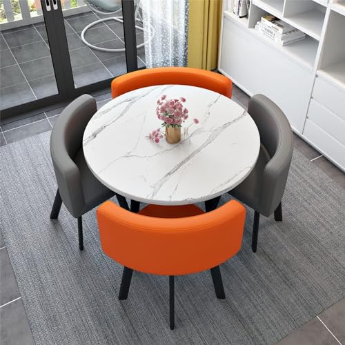 5-teiliges rundes Frühstücksbar-Möbel-Set – stilvolles und platzsparendes Design, inklusive Tisch und 4 Stühlen – ideal für Esszimmer, Wohnzimmer oder Büro (Farbe: AA) von Generisch
