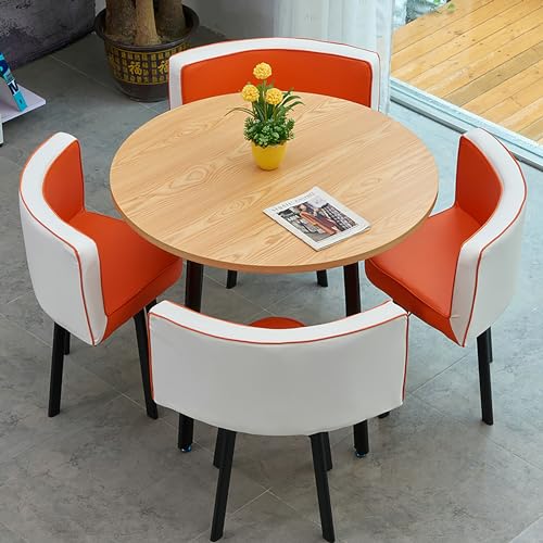 5-teiliges rundes Konferenztisch-Set mit 4 PU-Rückenlehnenstühlen, moderner Esszimmertisch, stilvolle Küchenmöbel, perfekt für Esszimmer und Büro 5-teiliges rundes Konferenztisch-Set mit 4 PU-Rückenlehnenstühlen, moderner Esszimmertisch, stilvolle Küchenmöbel, perfekt für Esszimmer und Büro von Generisch