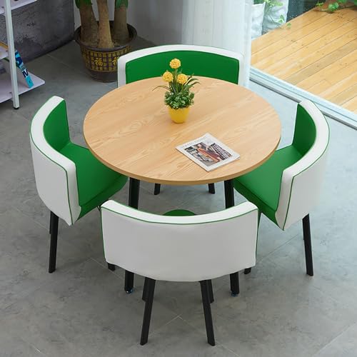 5-teiliges rundes Konferenztisch-Set mit 4 PU-Rückenlehnenstühlen, moderner Esszimmertisch für Küche & Essbereich, stilvolles versenktes Design, perfekt für Meetings & Familientreffen 5-teiliges rundes Konferenztisch-Set mit 4 PU-Rückenlehnenstühlen, moderner Esszimmertisch für Küche & Essbereich, stilvolles versenktes Design, perfekt für Meetings & Familientreffen von Generisch