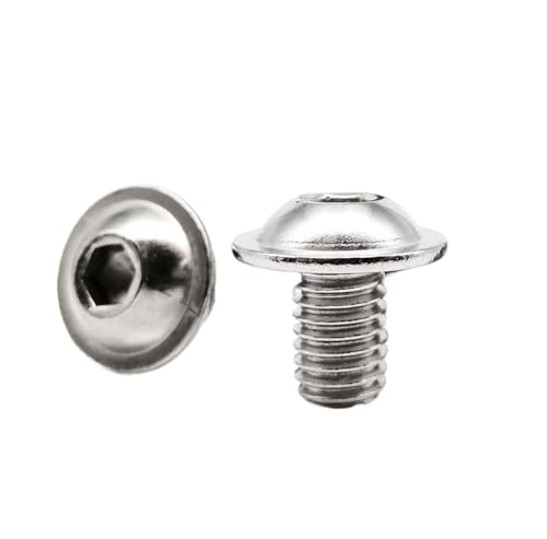 50/10/5 Stück M2 M2.5 M3 M4 M5 M6 M8 304 Edelstahl Sechskant-Innensechskant-Innensechskant-Rundkopf mit Unterlegscheibe Bolzenschraube ISO7380.2(16mm,M4 10pcs) von Generisch