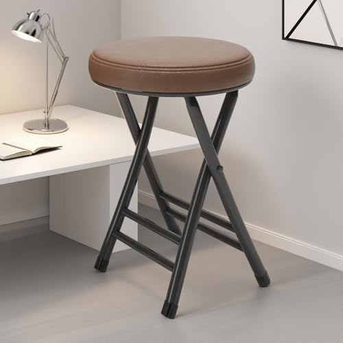 50,8 cm runder Klapphocker – gepolsterter tragbarer Küchen-Barstuhl, leichter Campingsitz, 150 kg Kapazität, platzsparendes Design, Braun 50,8 cm runder Klapphocker – gepolsterter tragbarer Küchen-Barstuhl, leichter Campingsitz, 150 kg Kapazität, platzsparendes Design, Braun von Generisch
