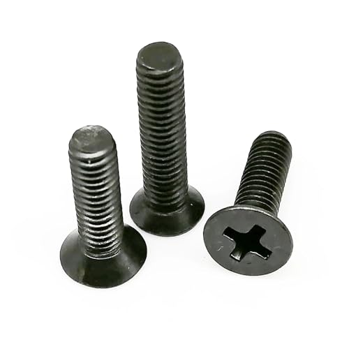 50 Stück M1 M1.2 M1.4 M1.6 M2 M2.5 M3 M3.5 M4 Winzige kleine Mikro-Kreuzschlitzschrauben aus schwarzem Stahl mit flachem Senkkopf, L = 2–30 mm(25mm,M2.5) von Generisch