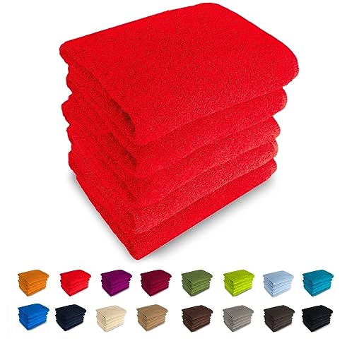 500g/m² Handtücher 100% Baumwolle (Duschtuch 70 x 140 cm, rot - 23) von Generisch