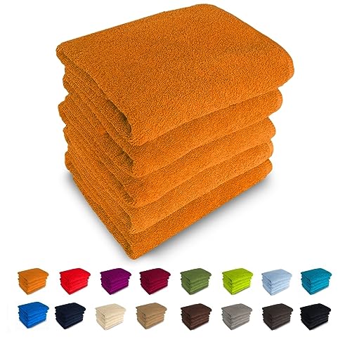 500g/m² Handtücher 100% Baumwolle (Handtuch 50 x 100 cm, orange - 15) von Generisch