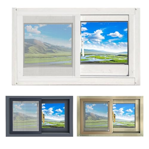 50x20cm Schiebefenster Mit Gehärtetem Glas Und Fiberglas-Schutzgitter Schiebe Fenster Für Schuppen, Hühnerstall, Spielhaus, Garage, Scheune(Dark gray,69x55cm) von Generisch
