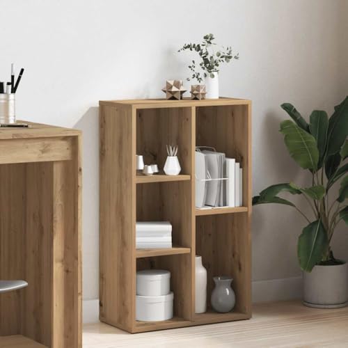 50x25x80cm Eiche Holz Platzsparendes Bücherregal mit 5 Fächern, Elegantes Design für Zuhause, Wohnzimmer, Büro - Handgefertigte mehrschichtige Aufbewahrungslösung von Generisch