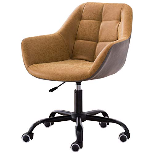 527 Schreibtischstuhl mit mittlerer Rückenlehne, ergonomisch, PU-Leder, verstellbare Armlehnen und Räder, Drehstuhl für Computer von Generisch