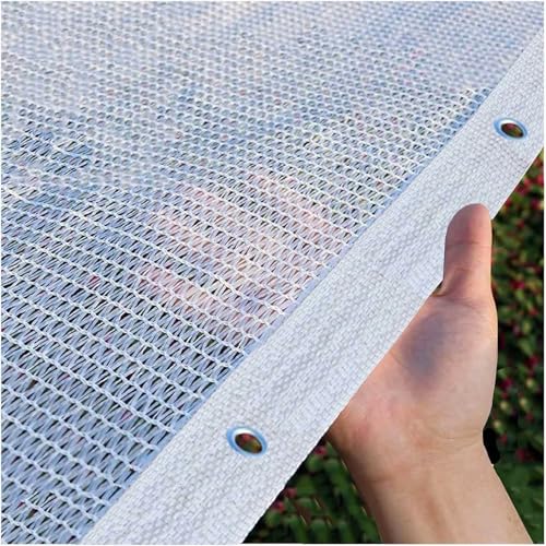 55% Weiß Schattennetz Atmungsaktiv Sonnenschutznetz, 1m-15m HDPE Schattiernetz für Garten, Blumen, Patio, Pflanzen, Auto, Gewächshaus, Gemüsegarten, Außen, Hof(8x9m) von Generisch