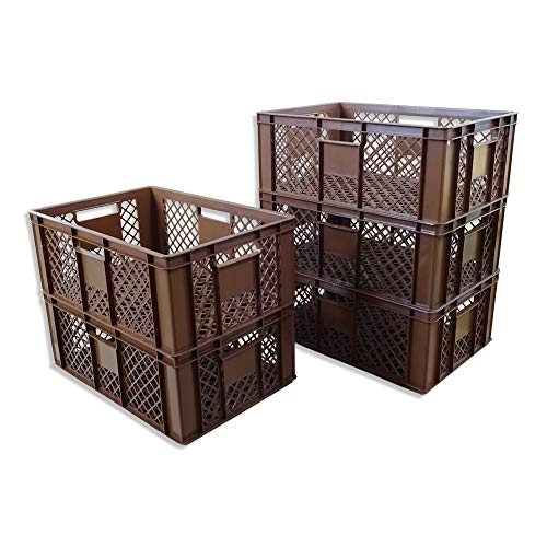 kanister-vertrieb® 5er SET Bäckerkisten 600x400x230mm, Bäckerkiste, Brotkiste, Brotkörbe, Brötchenkiste, Aufbewahrungsbox offen, 60x40x23cm, Stapelbehälter, Eurobehälter, Stapelkisten braun von Generisch