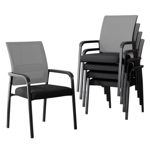 5er Set Bürostühle Stapelstühle für Wartezimmer, Netzrücken mit Armlehnen, ergonomische Lendenwirbelstütze für Konferenzraum von Generisch