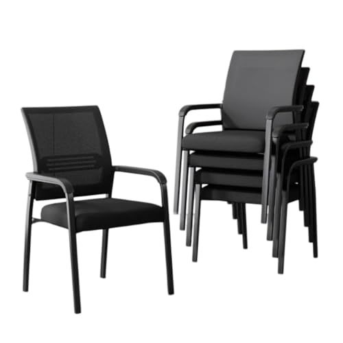 5er Set Bürostühle Stapelstühle für Wartezimmer, Netzrücken mit Armlehnen, ergonomische Lendenwirbelstütze für Konferenzraum von Generisch