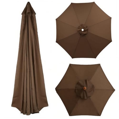 6/8 Rippen Ersatzdach für Terrassenschirme, 200–400 cm, Polyestergewebe, Ersatz Baldachin Abdeckung für Markt Garten Pool Strand, Nur Bezug, Wasserdicht, UV-beständig, Seeblau(Kaffee,8 Streben 350cm) von Generisch