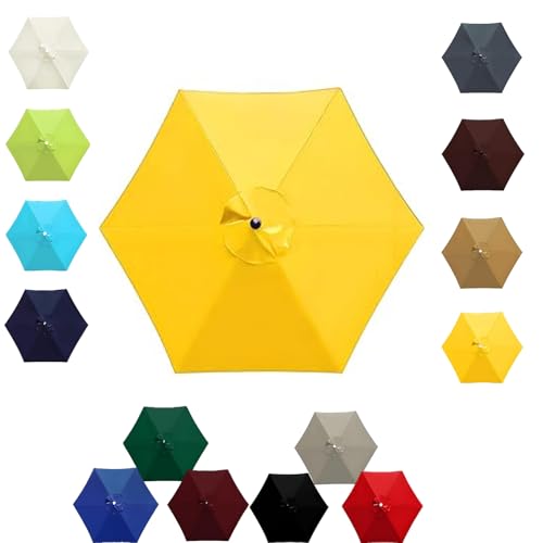 6/8 Rippen Runder Sonnenschirm Ersatzbezug 2.0m 2.3m 2.5m 2.7m 3.0m 3.5m Terrassenschirm Bespannung Stoffbezug UV-Schutz Outdoor-Sonnenschirm Ersatzoberteil für Hof Strand Pool(Gelb,2.0M/8RIBS) von Generisch