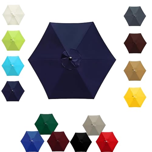 6/8 Rippen Runder Sonnenschirm Ersatzbezug 2.0m 2.3m 2.5m 2.7m 3.0m 3.5m Terrassenschirm Bespannung Stoffbezug UV-Schutz Outdoor-Sonnenschirm Ersatzoberteil für Hof Strand Pool(Navy,2.30M/8RIBS) von Generisch