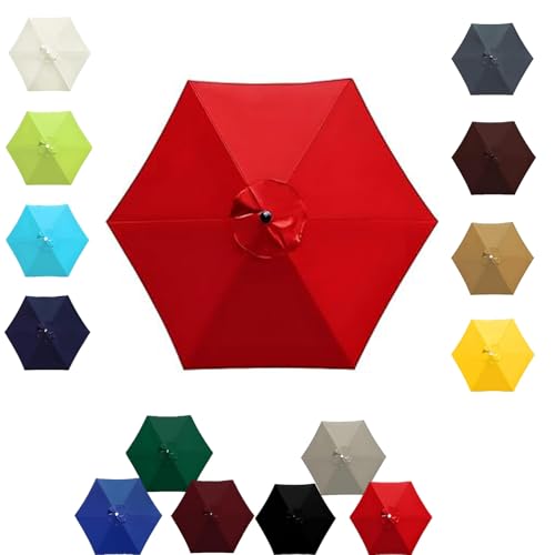 6/8 Rippen Runder Sonnenschirm Ersatzbezug 2.0m 2.3m 2.5m 2.7m 3.0m 3.5m Terrassenschirm Bespannung Stoffbezug UV-Schutz Outdoor-Sonnenschirm Ersatzoberteil für Hof Strand Pool(Rot,2.7M/6RIBS) von Generisch