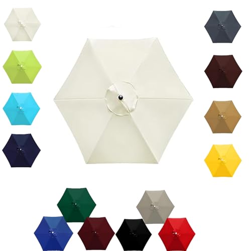 6/8 Rippen Runder Sonnenschirm Ersatzbezug 2.0m 2.3m 2.5m 2.7m 3.0m 3.5m Terrassenschirm Bespannung Stoffbezug UV-Schutz Outdoor-Sonnenschirm Ersatzoberteil für Hof Strand Pool(Weiß,3.0M/8RIBS) von Generisch