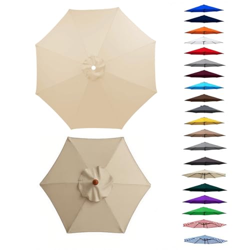6/8 Streben Terrassenschirme Ersatzbezug, Ersatz-Überdachung für Markt, Garten und Pool, Sonnenschirm Baldachin Ersatz Stoff, nur Vordach, 200–400 cm Wasserdichtes Polyestergewebe(Beige,8 Streben 200c von Generisch