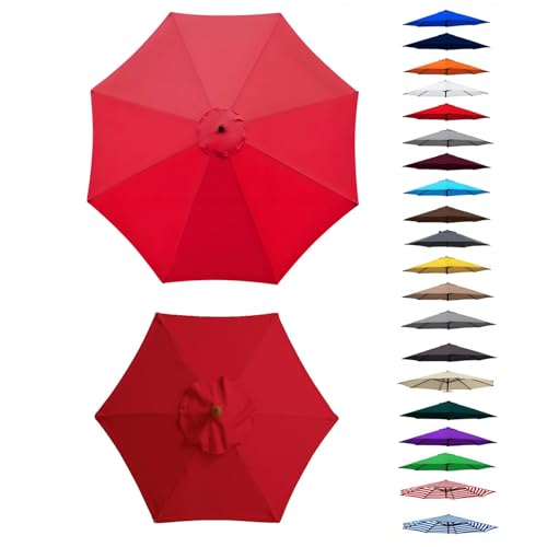 6/8 Streben Terrassenschirme Ersatzbezug, Ersatz-Überdachung für Markt, Garten und Pool, Sonnenschirm Baldachin Ersatz Stoff, nur Vordach, 200–400 cm Wasserdichtes Polyestergewebe(Rot,6 Streben 300cm) von Generisch