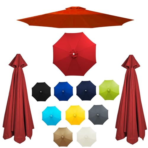 6 Rippen/8 Rippen Sonnenschirm Ersatzbezug 200cm 230cm 250cm 270cm 300cm 350cm Polyestergewebe Ersatz-überdachung für Outdoor Garten Hof Markt(Red,2.7m/8ribs) von Generisch