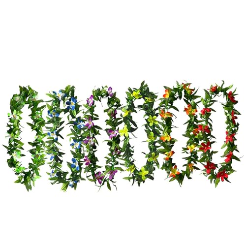 6 Stück Blumenkette H awaiian Lei Girlanden Hawaii Part y Kranz, Tropische Blumengirlanden für Luau-Part ys, Strandhochzeiten, Sommerveranstaltungen und Insel-Themenfeiern (Green #2, 6 Stück) von Generisch