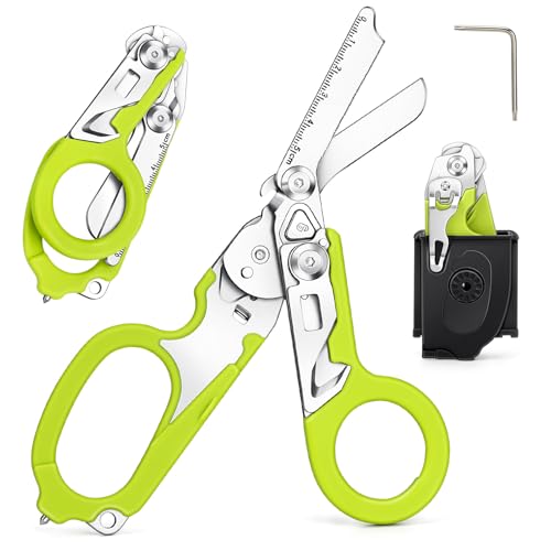 6 in 1 Trauma Schere Multitool Rettungsschere, Emergency Shears mit Strap Cutter und Glass Breaker Faltbare Scherenzange aus Edelstahl für Camping im Freien Multifunktionsschere Notfallschere von Generisch