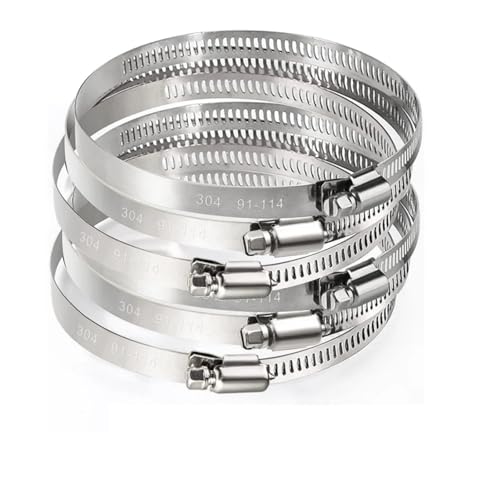 6 mm ~ 114 mm Edelstahl-Antriebsschlauchschellen, verstellbar, for Wasserrohre, Tri-Getriebe-Schnecken, Kraftstoffrohre, Federkrämpfe, fester Clip(Diameter 46-70mm) von Generisch