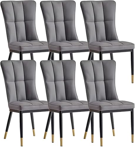 6-teiliges modernes wasserdichtes Leder-Esszimmer-Set mit Metallbeinen und Rückenlehne für Küchentheke und Esszimmer – stilvoll, langlebig und leicht zu reinigen von Generisch